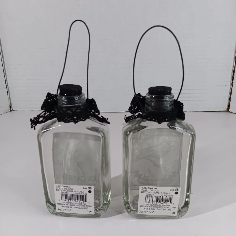Ashland Magic Apothecary Halloween Decoration Glass Bottle Black Cat Raven Goth